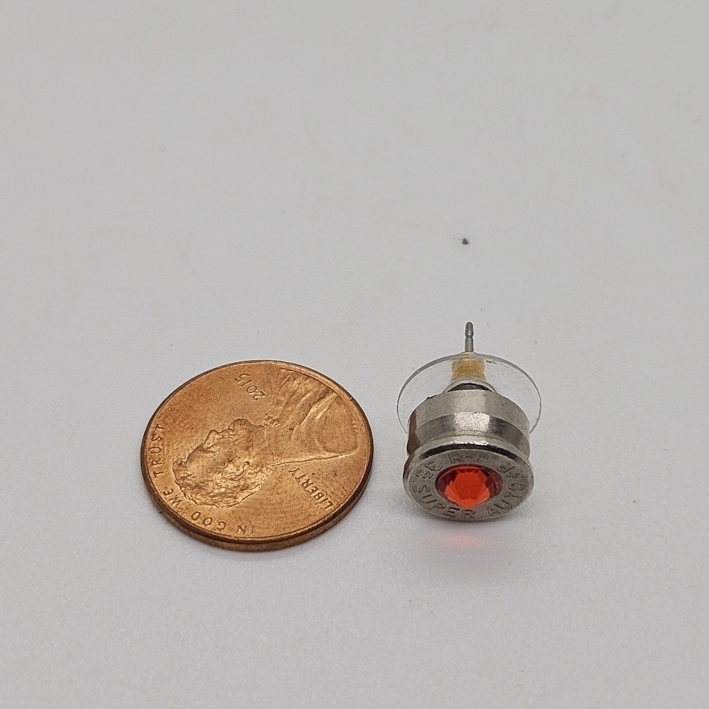 silver tone red rhinestone repurposed bullet earrings 38 super - Picture 4 of 4